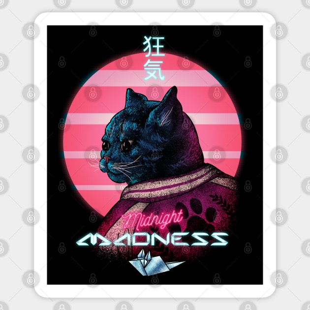 Midnight Madness - Wee Hour Hyperactive Cat Sticker by anycolordesigns